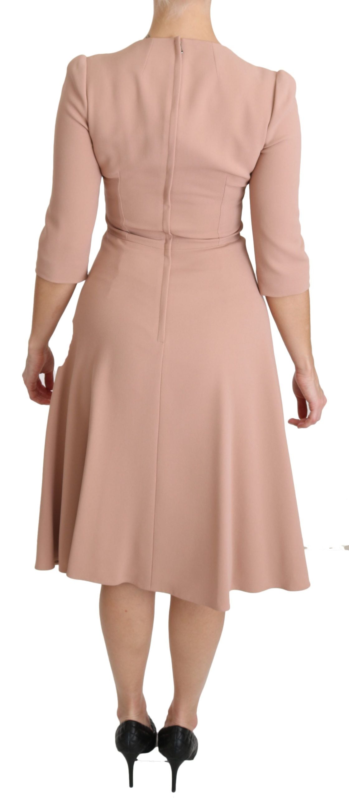 Dolce &amp; Gabbana – A-Linien-Kleid aus Viskose mit 3/4-Ärmeln, Rosa