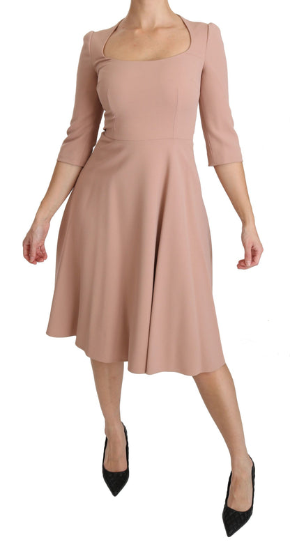 Dolce &amp; Gabbana – A-Linien-Kleid aus Viskose mit 3/4-Ärmeln, Rosa