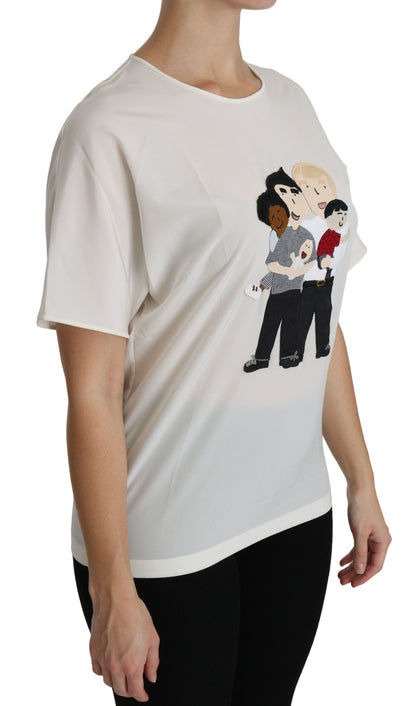 Dolce &amp; Gabbana Weißes #dgfamily Patch Kurzarm-Bluse