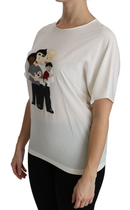 Dolce &amp; Gabbana Weißes #dgfamily Patch Kurzarm-Bluse