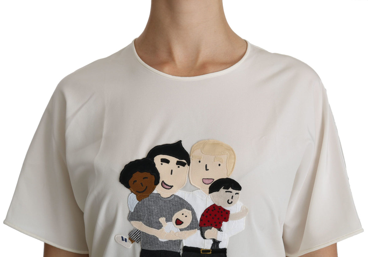 Dolce &amp; Gabbana Weißes #dgfamily Patch Kurzarm-Bluse