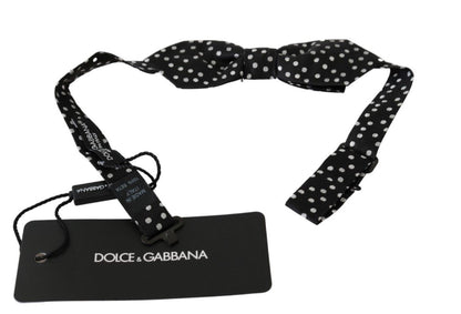 Dolce &amp; Gabbana Schwarze Polka Dots Herrenkrawatte Papillon 100% Seide Fliege
