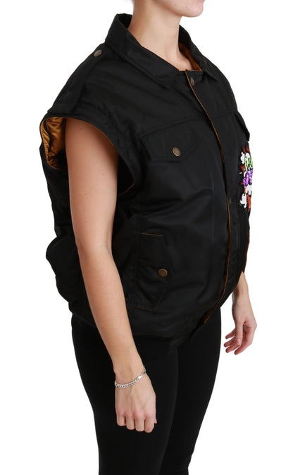 Dolce &amp; Gabbana Schwarze Bomberjacke mit Pailletten und Queen Crown