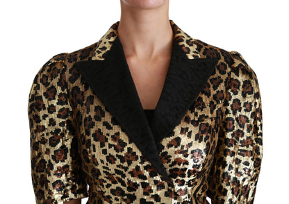 Dolce &amp; Gabbana Blazer Gold Leopard Paillettenjacke