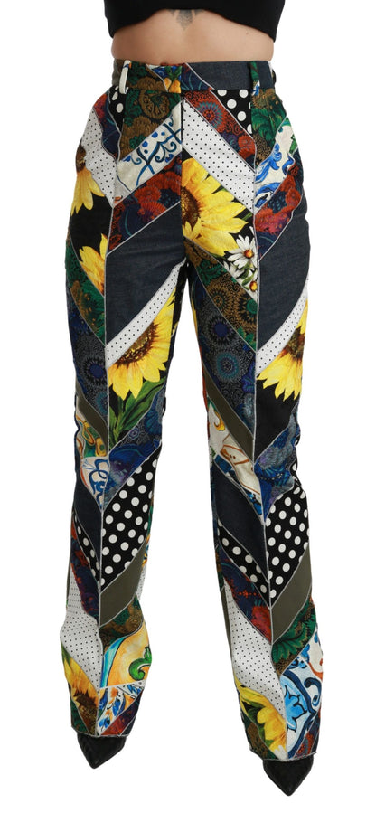 Dolce &amp; Gabbana – Gerade geschnittene Hose mit mehrfarbigem Print und hoher Taille