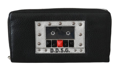 Dolce &amp; Gabbana Schwarze Herren-Geldbörse mit Reißverschluss, kontinentales Design, 100 % Leder