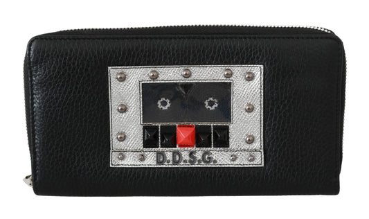 Dolce &amp; Gabbana Schwarze Herren-Geldbörse mit Reißverschluss, kontinentales Design, 100 % Leder