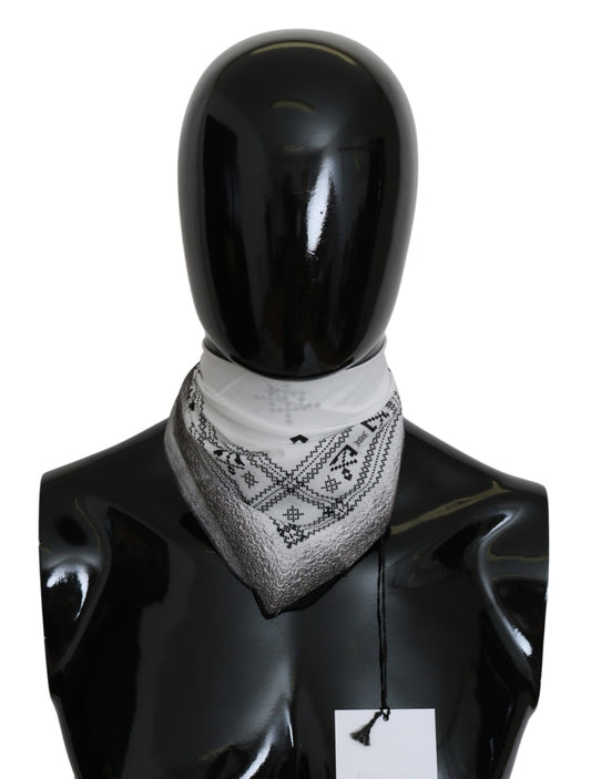 Costume National – Weißer bedruckter Bandana-Baumwollschal