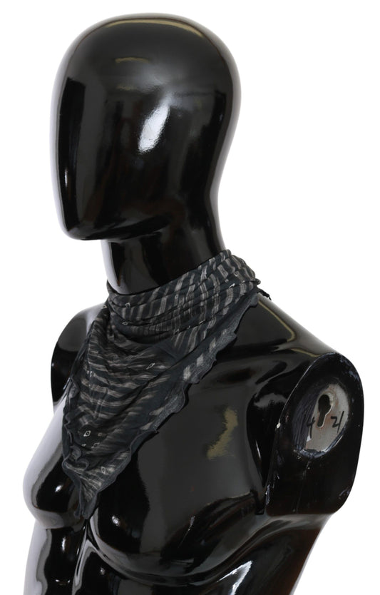 Costume National Schwarz-Grau Viskose-Foulard Markenschal