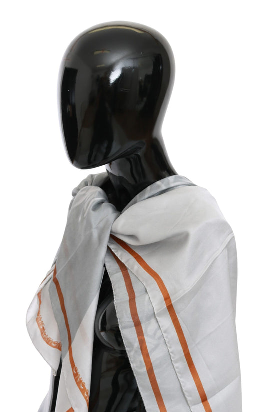 Costume National Grau Rot Seidenschal Foulard Wickelschal