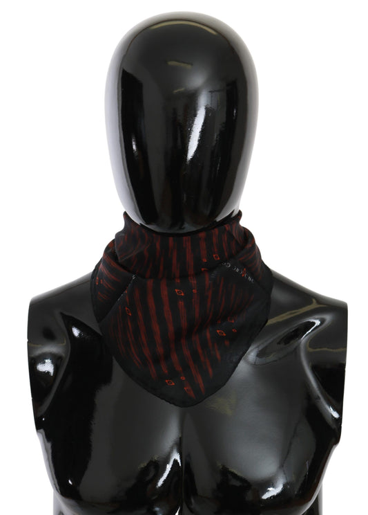 Costume National – Markenschal aus 100 % Seide, Schwarz/Orange