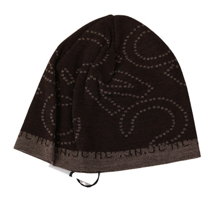 Costume National Beanie, braune Markenmütze aus Wollmischung