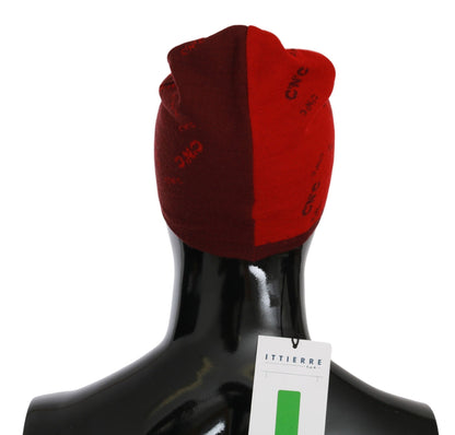 Costume National – Rote Beanie-Mütze aus Wollmischung mit Markenlogo