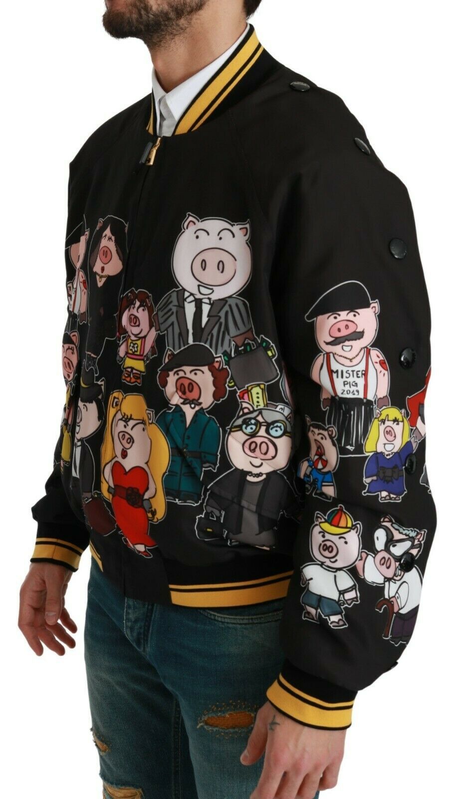 Dolce &amp; Gabbana Schwarze Bomberjacke „YEAR OF THE PIG“