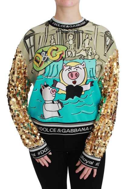 Dolce &amp; Gabbana – Pullover mit Pailletten im „Year of the Pig“-Design