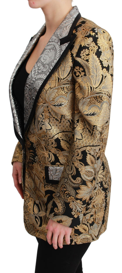 Dolce &amp; Gabbana – Schwarz-goldene Jacquard-Blazerjacke