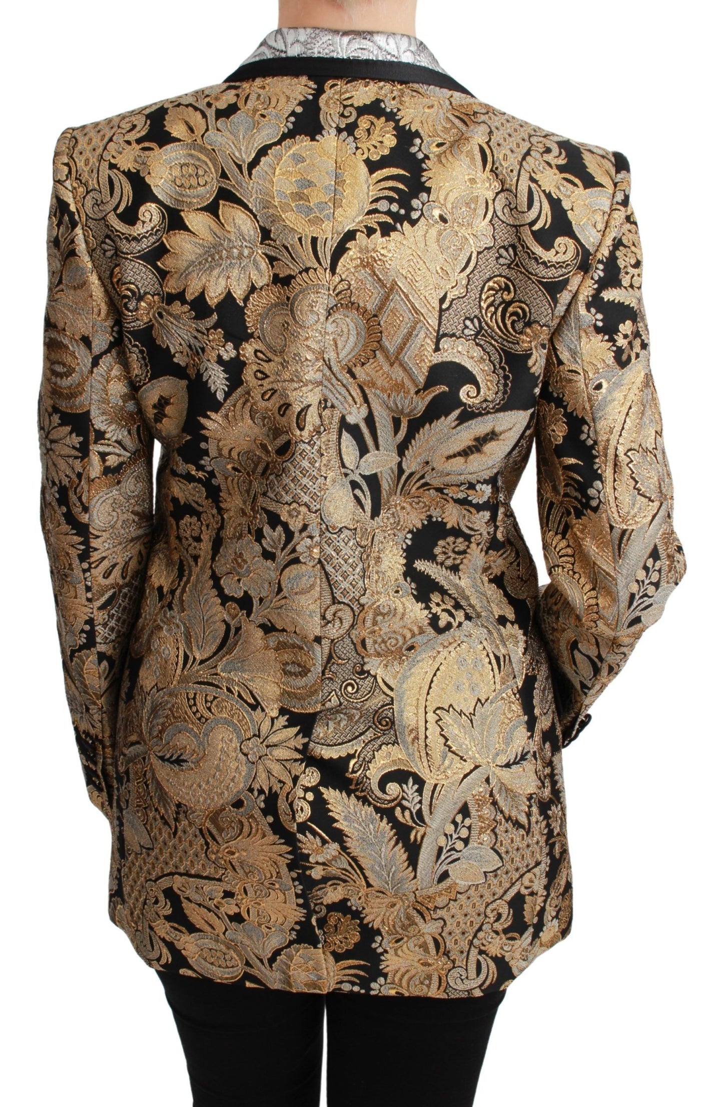 Dolce &amp; Gabbana – Schwarz-goldene Jacquard-Blazerjacke
