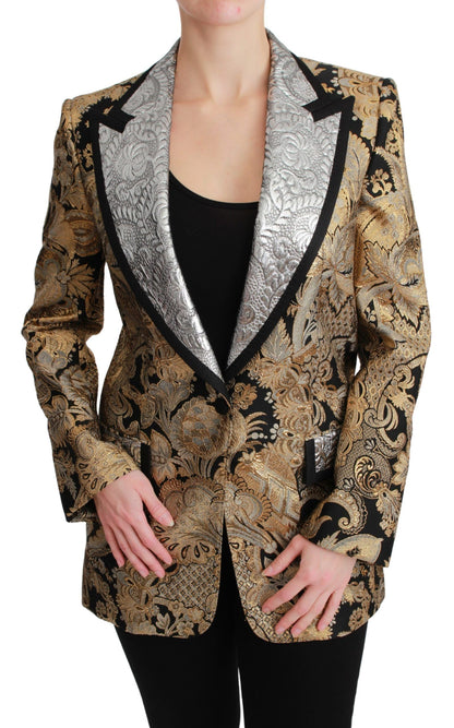 Dolce &amp; Gabbana – Schwarz-goldene Jacquard-Blazerjacke