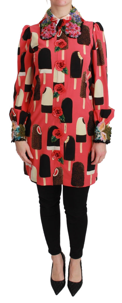 Dolce &amp; Gabbana – Paillettenkleid mit rosa Eiscreme-Rosen