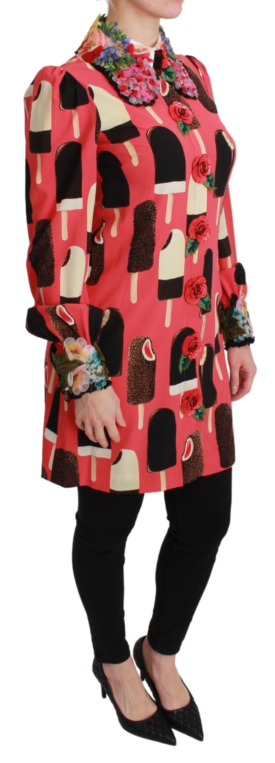 Dolce &amp; Gabbana – Paillettenkleid mit rosa Eiscreme-Rosen