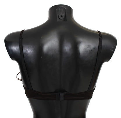 Ermanno Scervino Brown Sequined Balconcino Bra Underwear