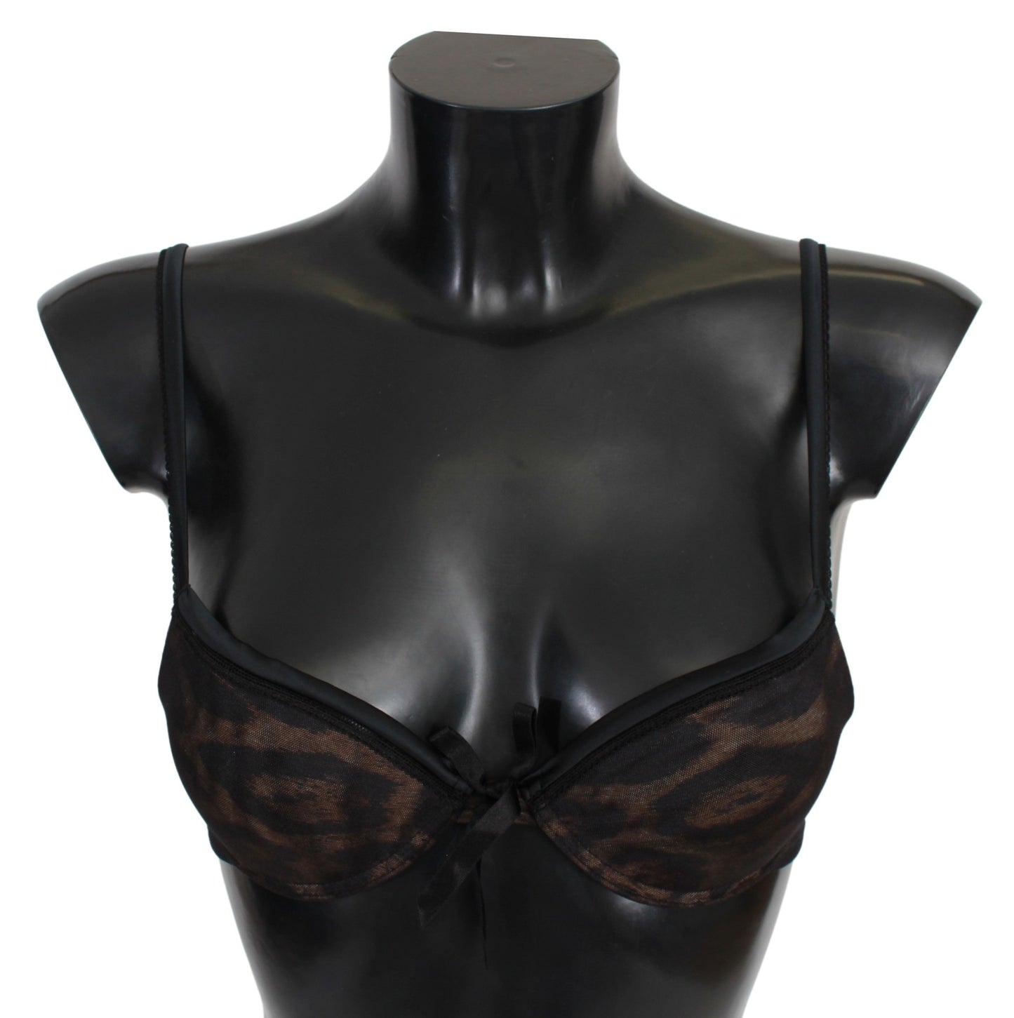 Roberto Cavalli – Push-Up-BH aus Nylon mit schwarzem Leopardenmuster