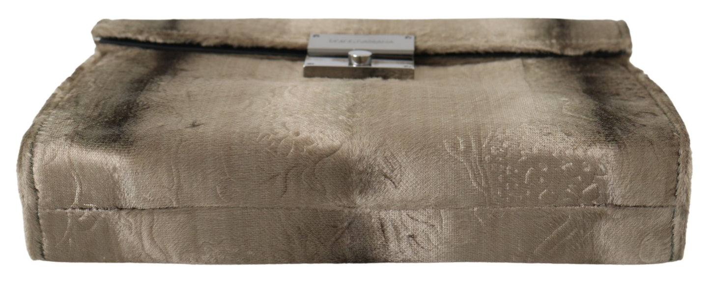 Dolce &amp; Gabbana Beige Samt Blumenleder Herren Dokumenten Aktentasche
