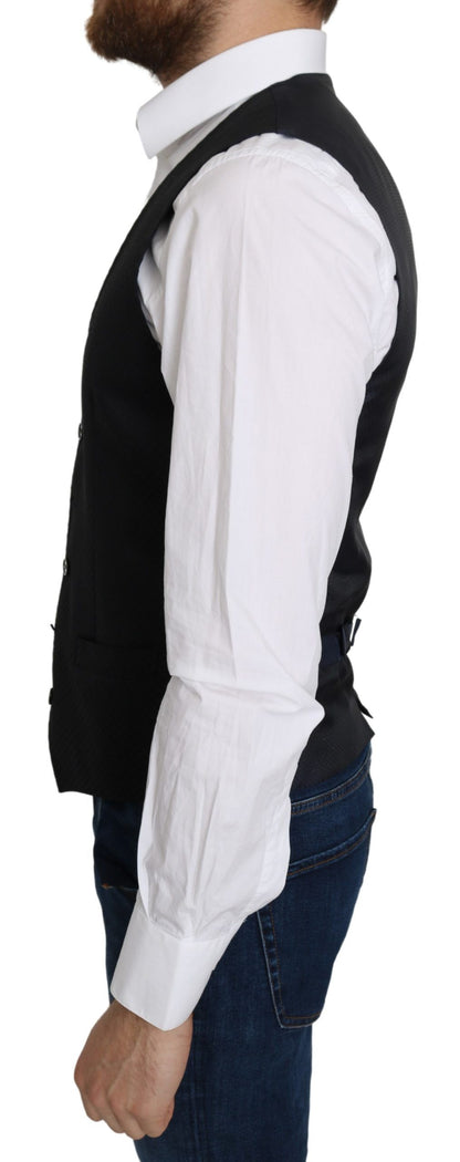 Dolce &amp; Gabbana – Blaue Seidenweste mit Rautenmuster