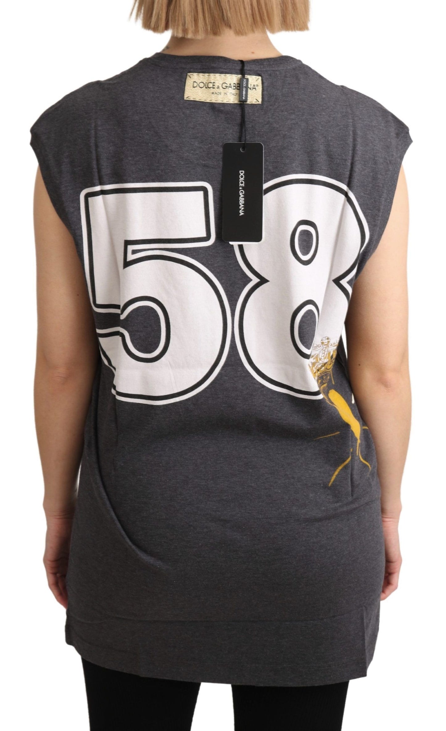 Dolce &amp; Gabbana Graues Baumwoll-T-Shirt „L' Amore Top“