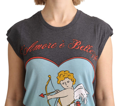 Dolce &amp; Gabbana Graues Baumwoll-T-Shirt „L' Amore Top“