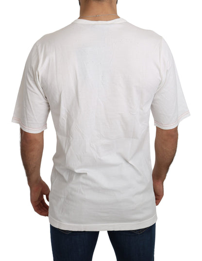 Dolce &amp; Gabbana – T-Shirt mit weißem Leopardenmuster und Royal-Top