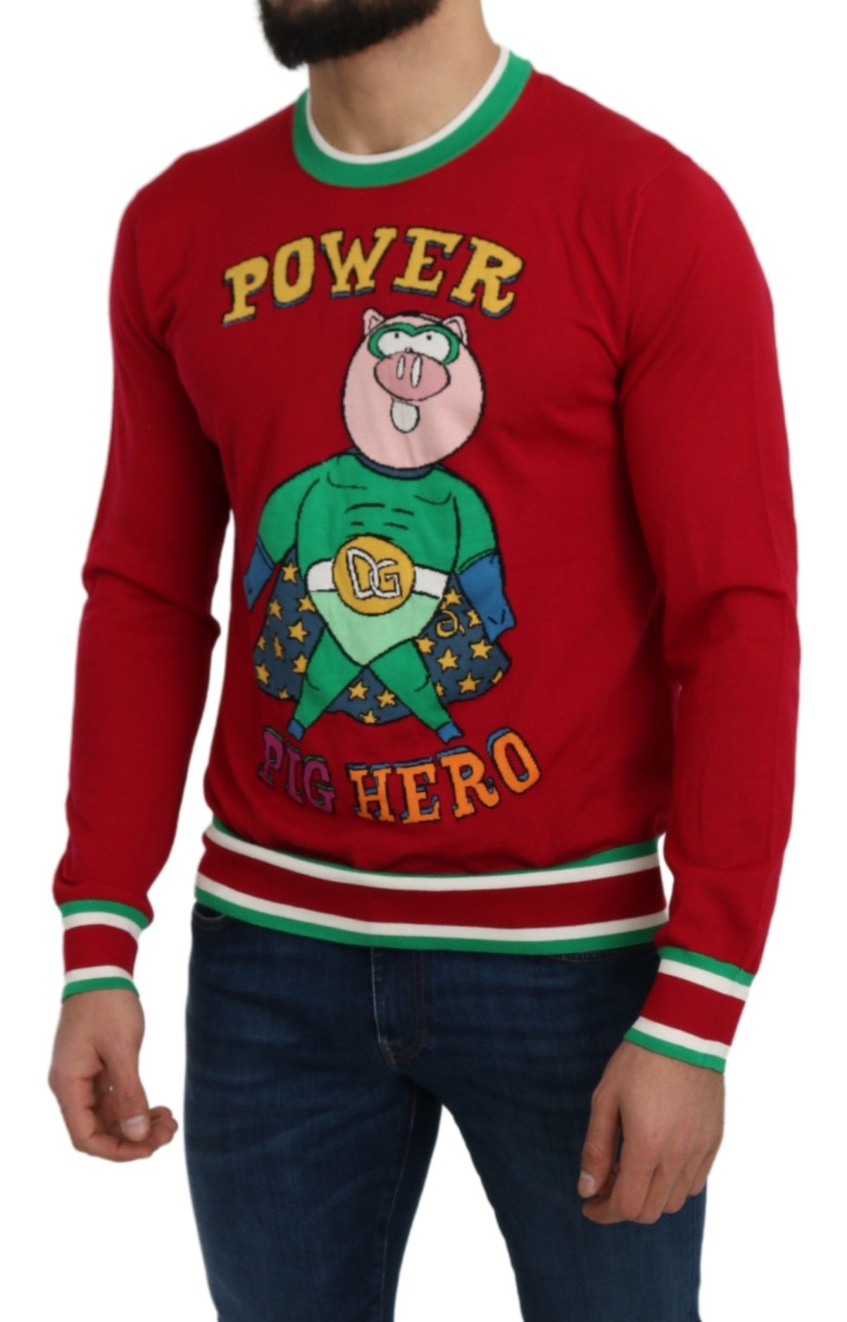 Dolce &amp; Gabbana Roter Woll-Seidenpullover „Pig of the Year“