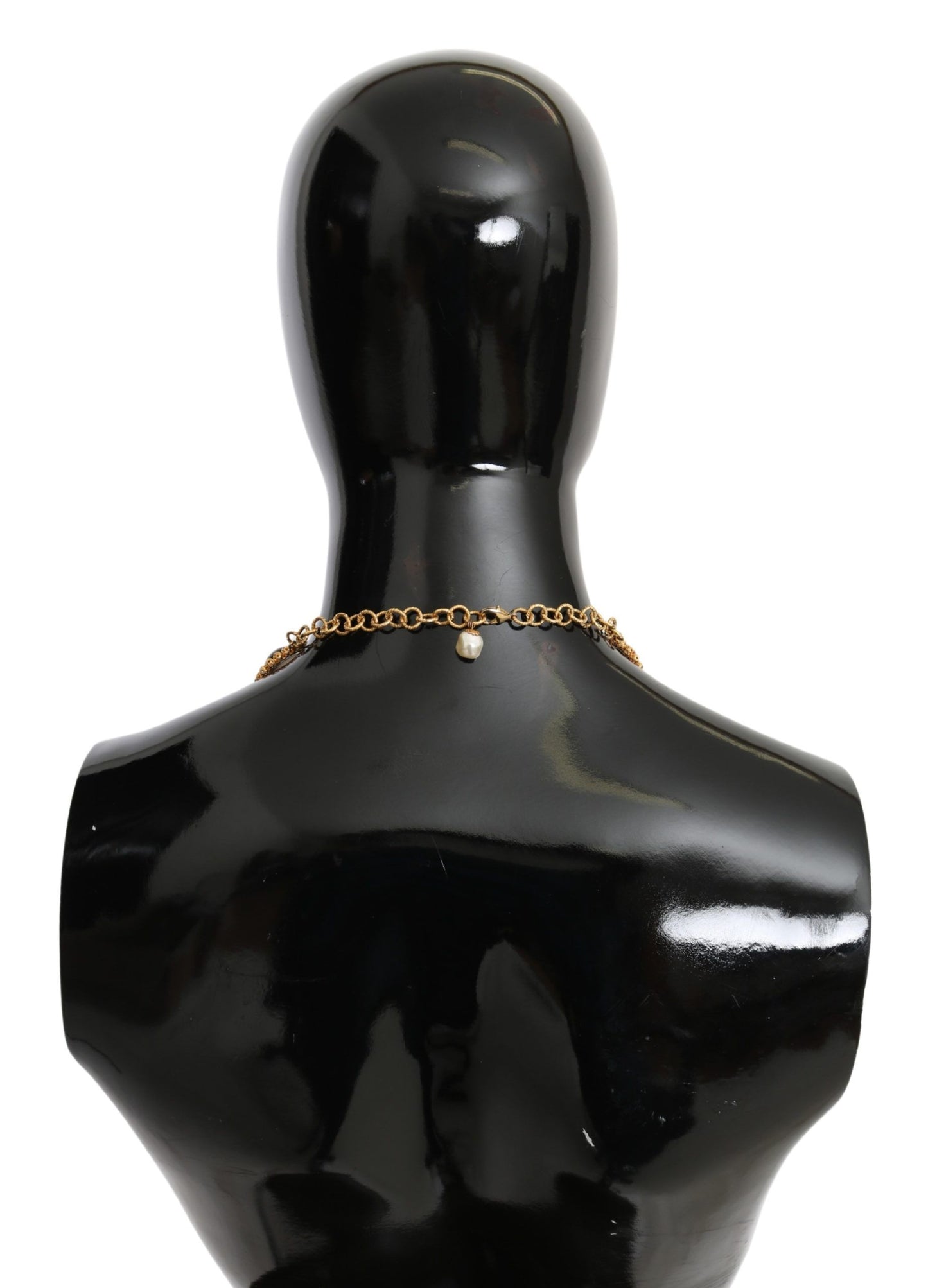 Dolce &amp; Gabbana Rot-Violett Kristall Blumenkette Statement Gold Messing Halskette