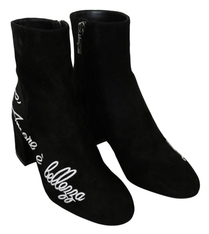 Dolce &amp; Gabbana L'Amore E'Bellezza Stiefel aus schwarzem Wildleder
