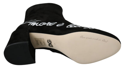 Dolce &amp; Gabbana L'Amore E'Bellezza Stiefel aus schwarzem Wildleder