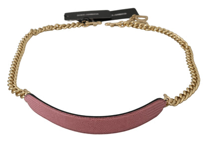 Dolce &amp; Gabbana Schultergurt aus rosa Leder mit goldener Kette