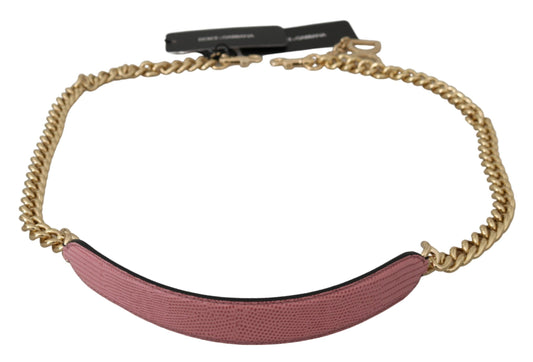 Dolce &amp; Gabbana Schultergurt aus rosa Leder mit goldener Kette