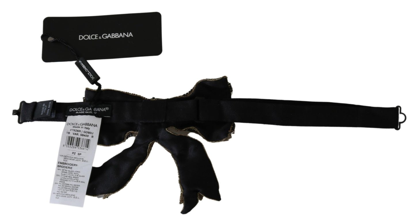 Dolce &amp; Gabbana – Catwalk-Halskette aus 100 % Seide mit goldenen Kristallperlen und Pailletten