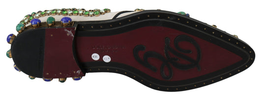 Dolce &amp; Gabbana – Weiße Broque-Schuhe aus Wildleder mit Kristallen