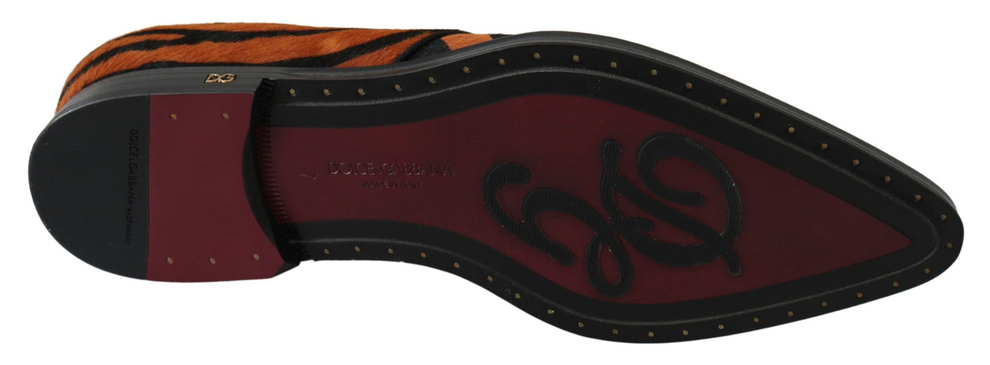 Dolce &amp; Gabbana – Orangefarbene Broque-Schuhe aus Ponyhaar für formelle Anlässe