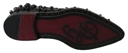 Dolce &amp; Gabbana – Schwarze Broque-Schuhe aus Leder mit Kristallen