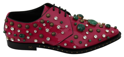 Dolce &amp; Gabbana – Broque-Schuhe aus rosa Leder mit Kristallen