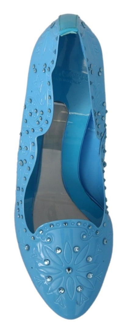 Dolce &amp; Gabbana Blaue Kristallblumen-CINDERELLA-Heels