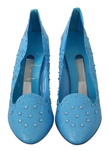 Dolce &amp; Gabbana Blaue Kristallblumen-CINDERELLA-Heels