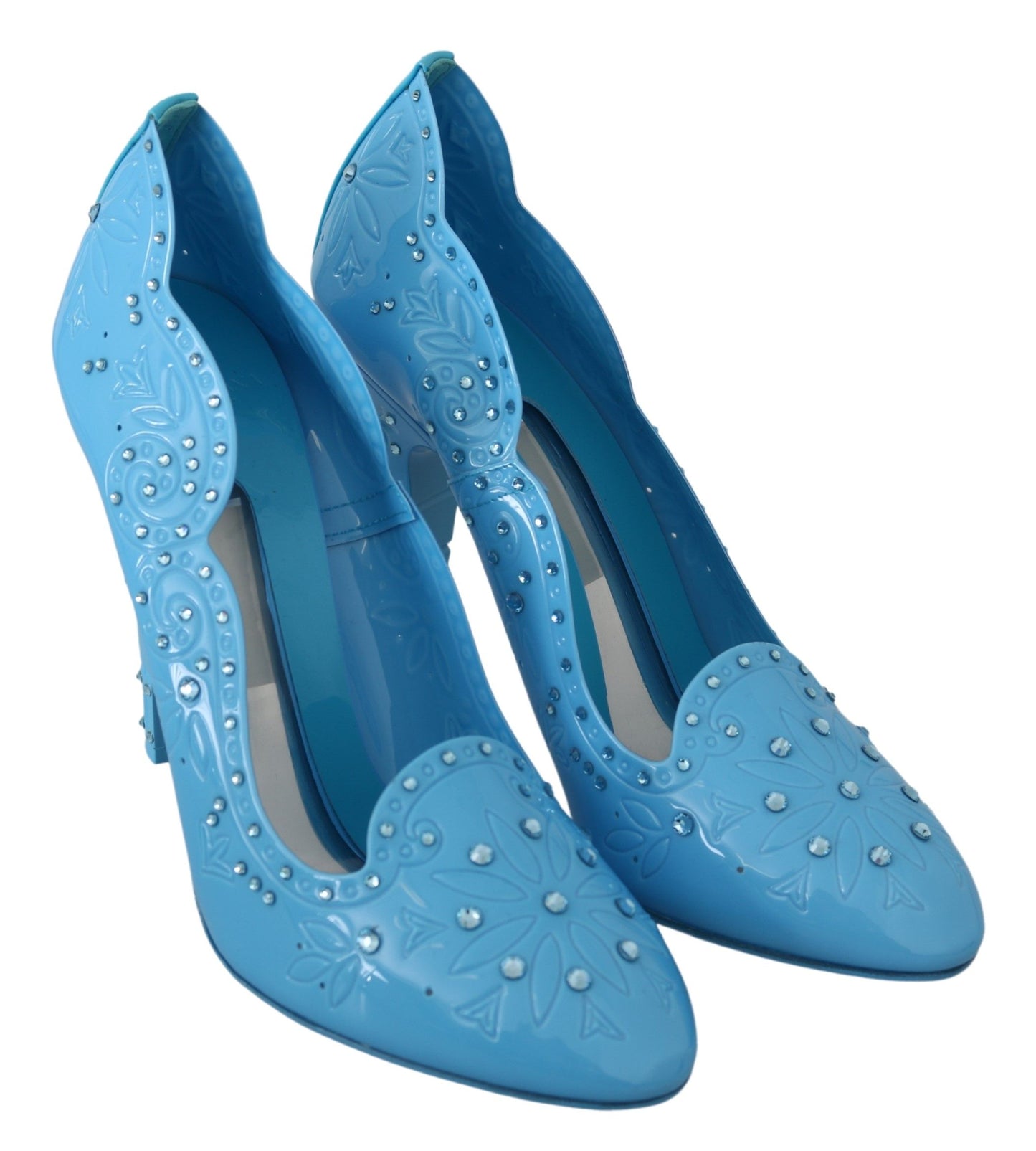 Dolce &amp; Gabbana Blaue Kristallblumen-CINDERELLA-Heels