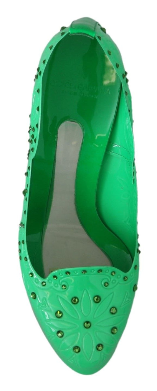 Dolce &amp; Gabbana Grüne Kristallblumen-CINDERELLA-Heels