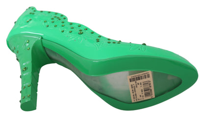 Dolce &amp; Gabbana Grüne Kristallblumen-CINDERELLA-Heels