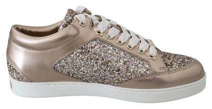 Jimmy Choo Ballett-Sneaker aus glitzerndem Leder in Rosa