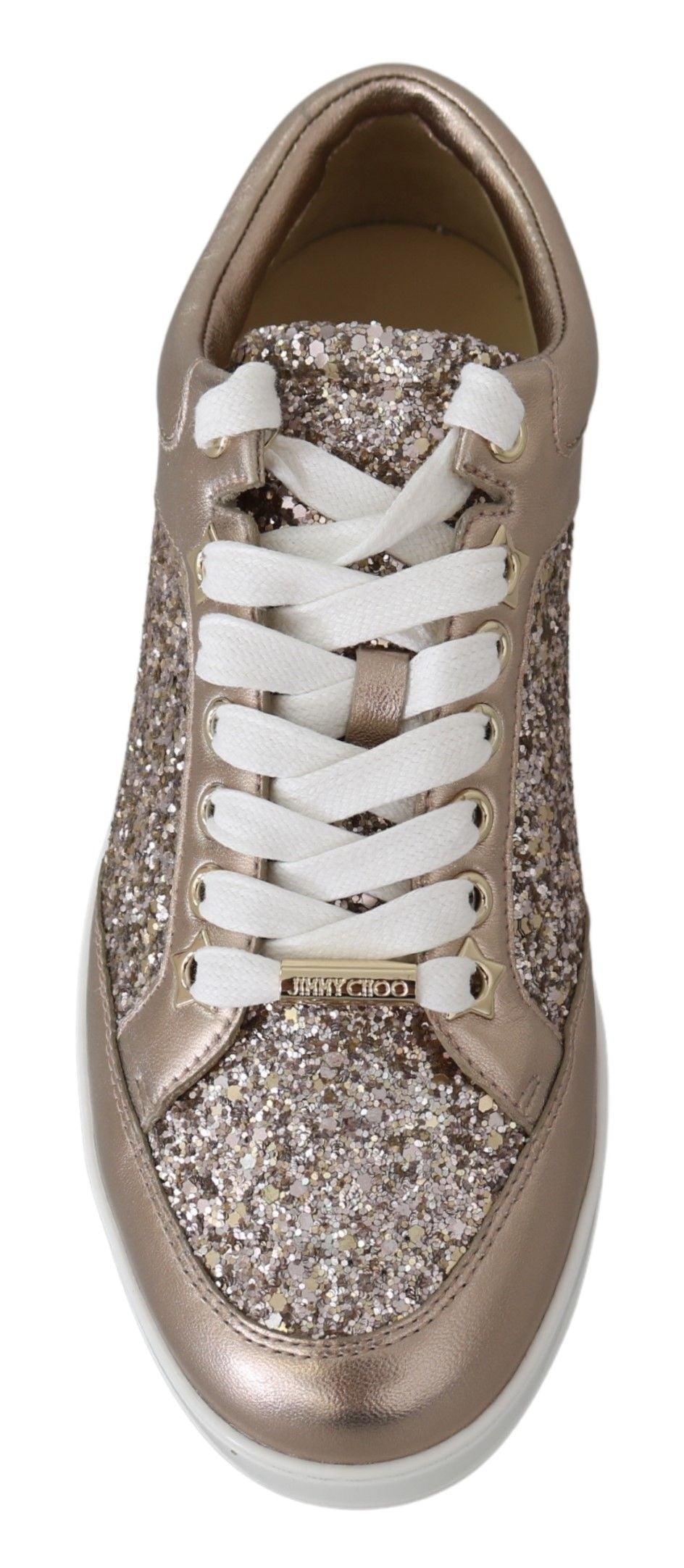 Jimmy Choo Ballett-Sneaker aus glitzerndem Leder in Rosa