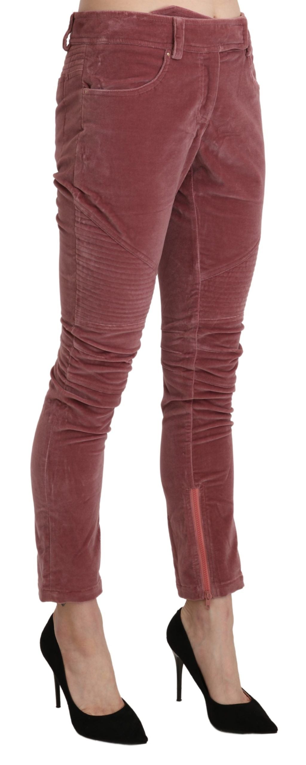 Ermanno Scervino – Rote Skinny-Hose aus Baumwolle mit mittlerer Taille